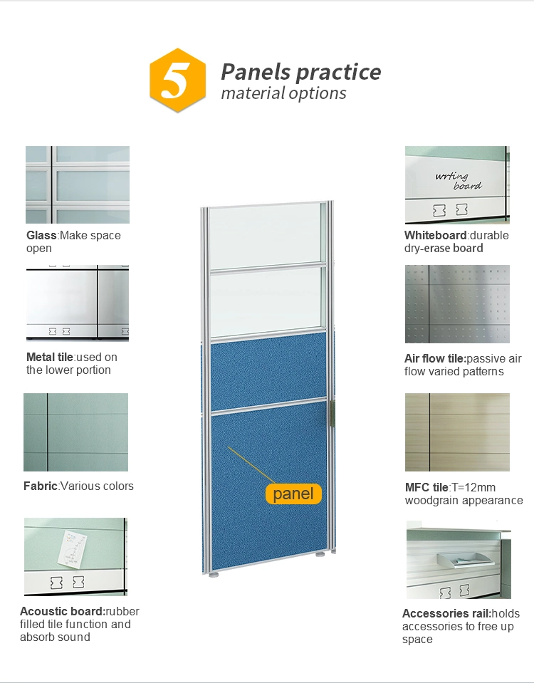 Modern Office Furniture Small Office Aluminum Frame Dividers Partition Office Cubicle Workstation