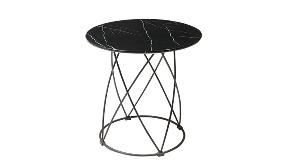 Modern Round Marble or Wooden Tabletop Side Table Small Side Table