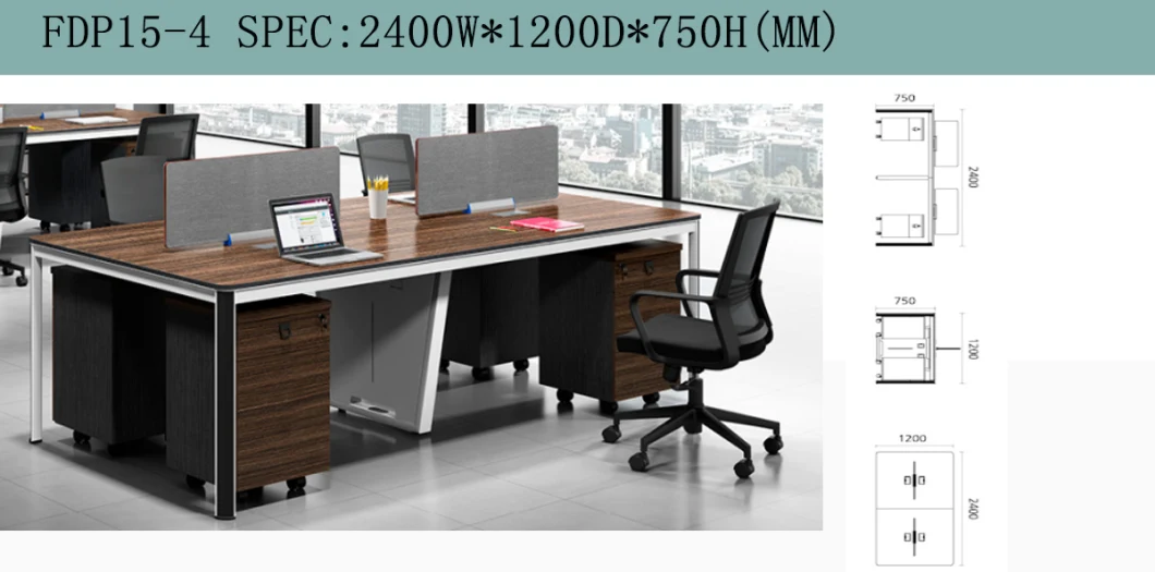 Office Furniture 4 Person Computer Desk Metal Leg Frame Office Workstation Table