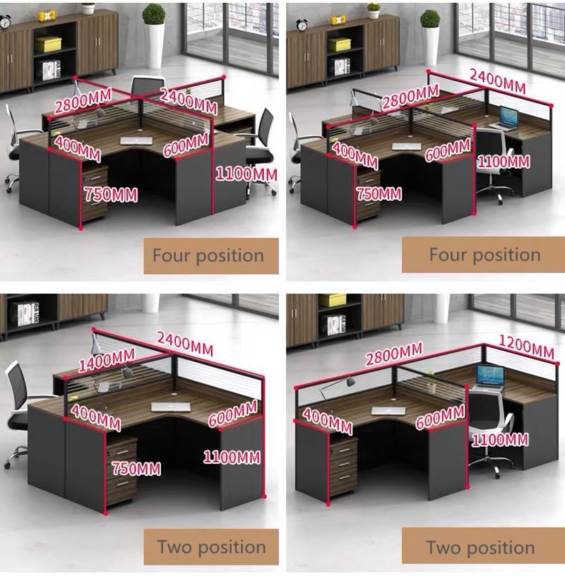 Modern Conference System Movable Wall Office Furniture Glass Computer Standing Desk Workstation Partition