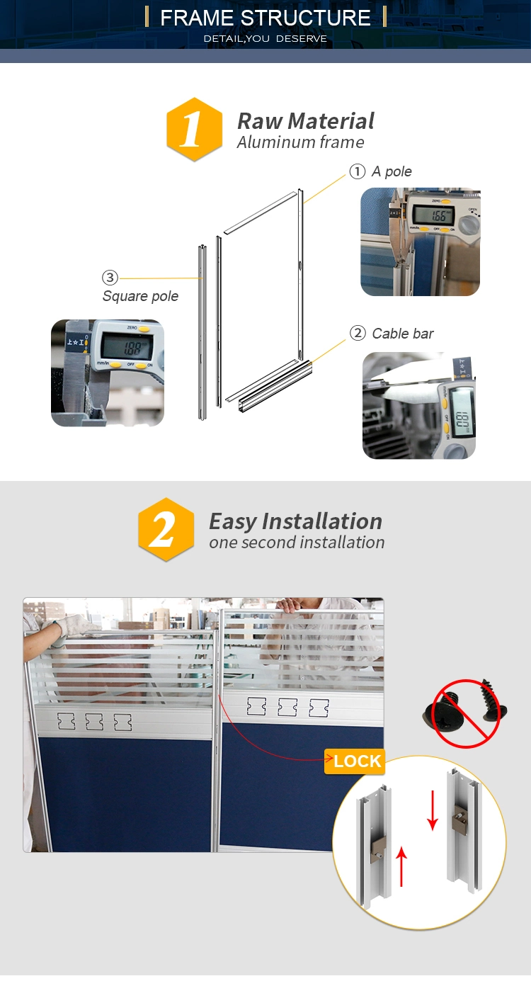 Modern Office Furniture Aluminum Frame Dividers Partition Office Cubicle Workstation for Small Office