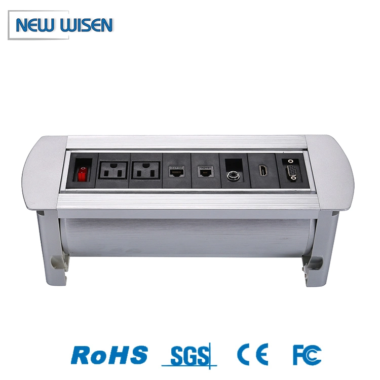 Desktop furniture Manual Flip Power Sockets Conference Desktop Multimedia Outlet for Office Conference Room