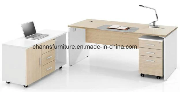 Elegant White Office Desk with Mobile Side Table (CAS-MD18A14)
