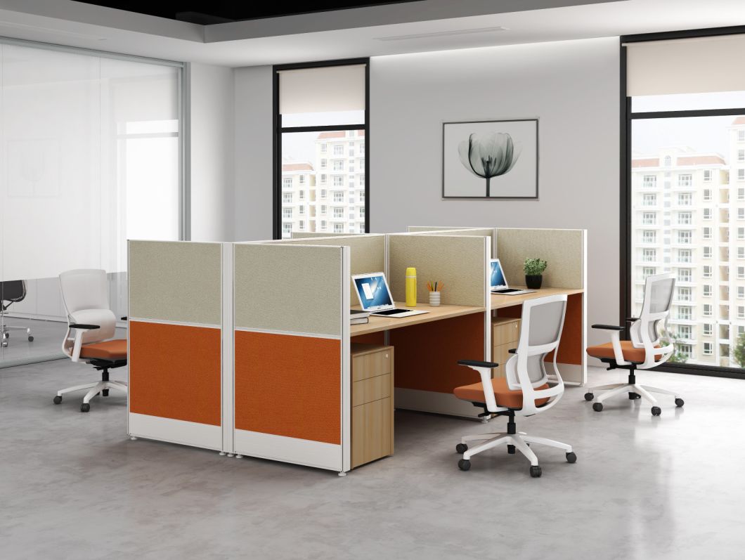 Foshan Factory Supply Desk Office Workstation Cubicle Desk with Wood Pedestal