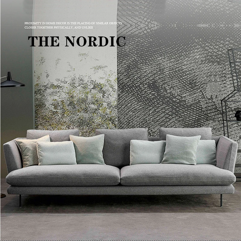 Nordic Cloth Art #Sofa, Eiderdown Latex Sofa, Simple Italian Minimalist #Sofa, Four Seats Small Family Sofa, Sitting Room #Sofa, Sectional Sofa 0081