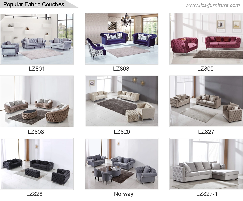 Fabric Sectional Italian Design Modern Style Furniture Home Sofa for Livingroom with Coffee Table