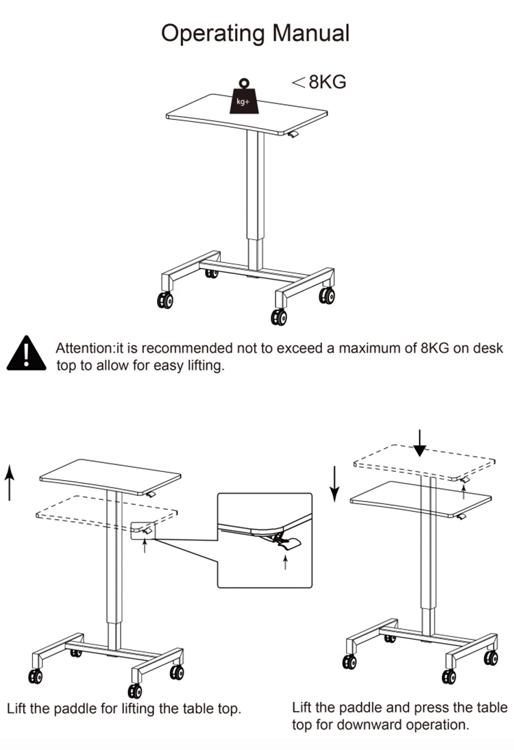 Sit-Stand Mobile Laptop Standing Desk Gas Spring Riser Height Adjustable Desk