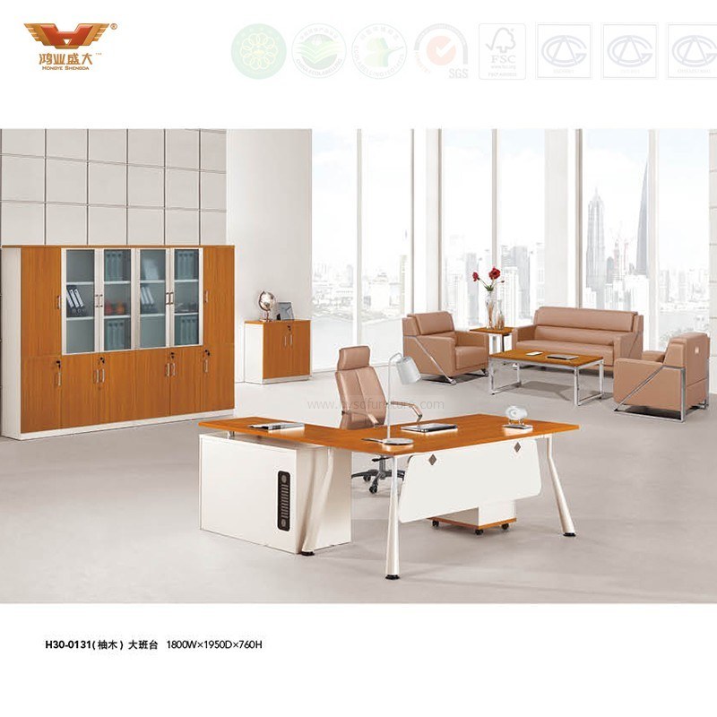 Modern Manager Desk L Shape Executive Desk with Metal Legs (H30-0131)