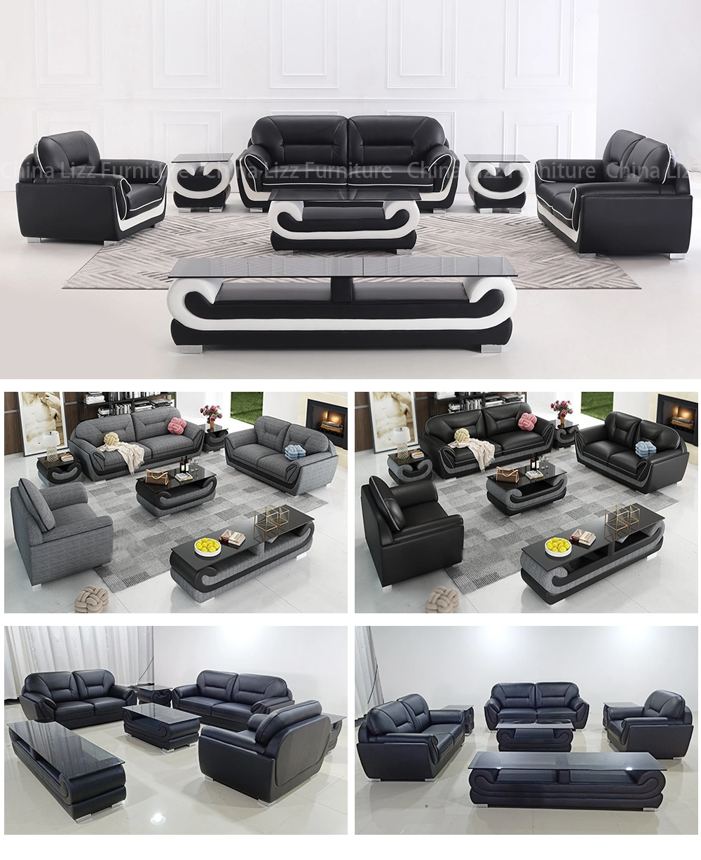 Modern Office Sofa Furniture Italian Leather Couch Set with TV Stand and Coffee Table
