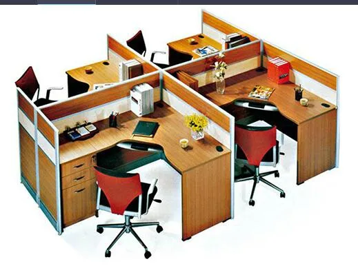 Office Desks 4 Seats Partition Workstation L-Shaped Office Table (OD-29)