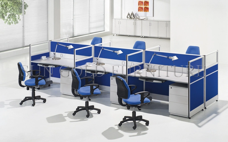 Modern Office Furniture Blue Office Cubicle Office Desk 4 Seater Office Workstation