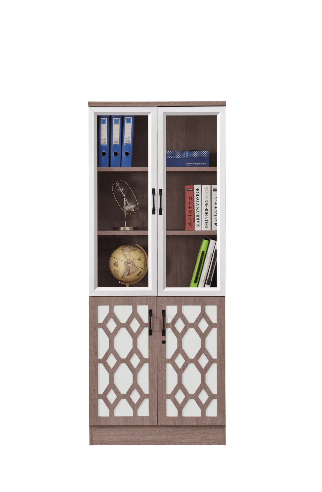 Hot Sale Modern Design MDF Luxury Wooden 2 Doors Bookshelf Office File Cabinet