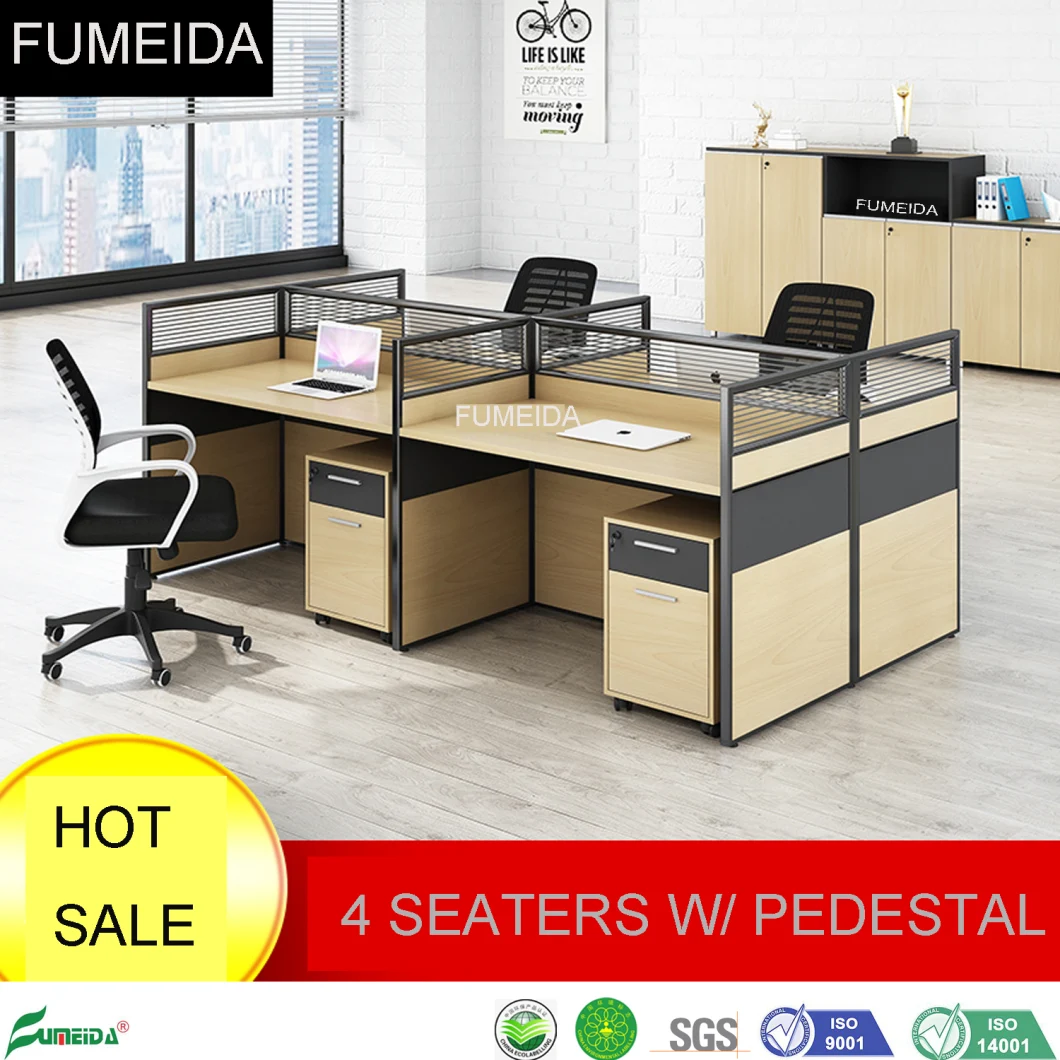 Modern Office Furniture Cubicle 4 Person Desk Furniture Glass Wall Partitions Workstation (APY-E04)