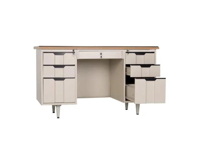 Electrostatic Powder Coating Computer Desk with 2 Drawer Cabinet Metal Steel Office Computer Table