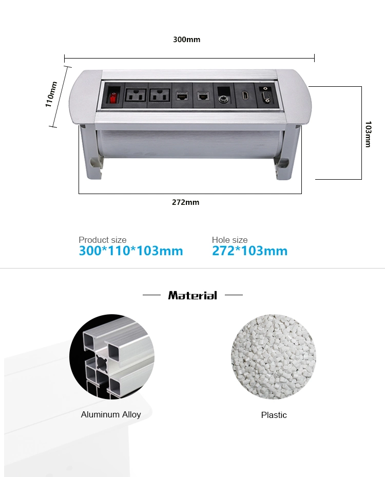 Desktop furniture Manual Flip Power Sockets Conference Desktop Multimedia Outlet for Office Conference Room