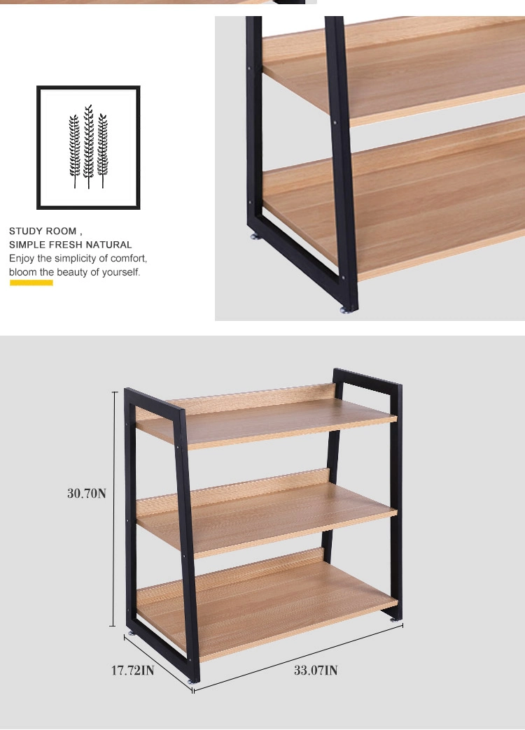 Multifunctional Home Office Display Stand Storage Rack 3 Tiers Bookcase MDF Bookshelf Wooden Bookshelf
