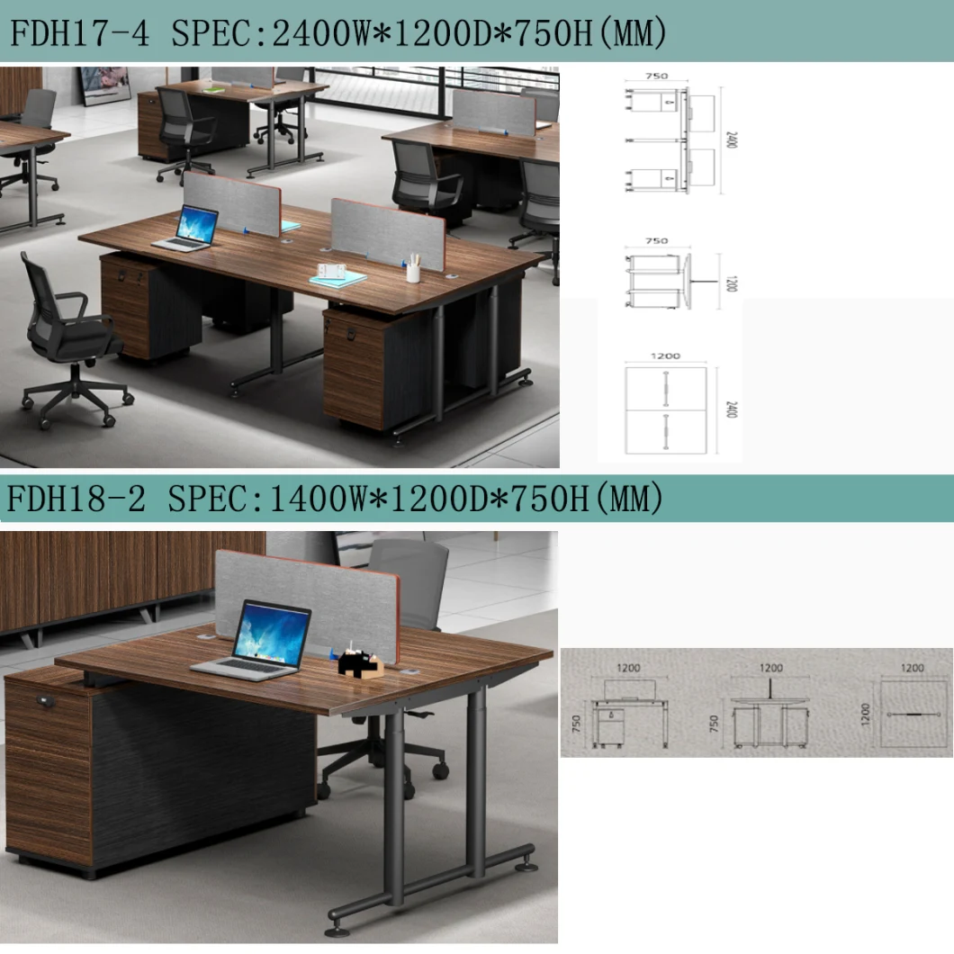 Office Furniture 4 Person Computer Desk Metal Leg Frame Office Workstation Table