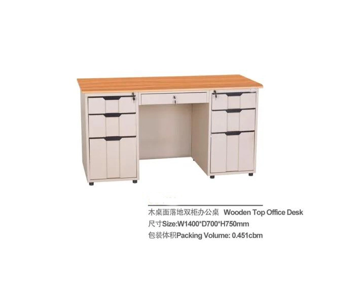 Metal Frame Computer Desk Metal Steel Office Computer Table with 2 Drawer Cabinet