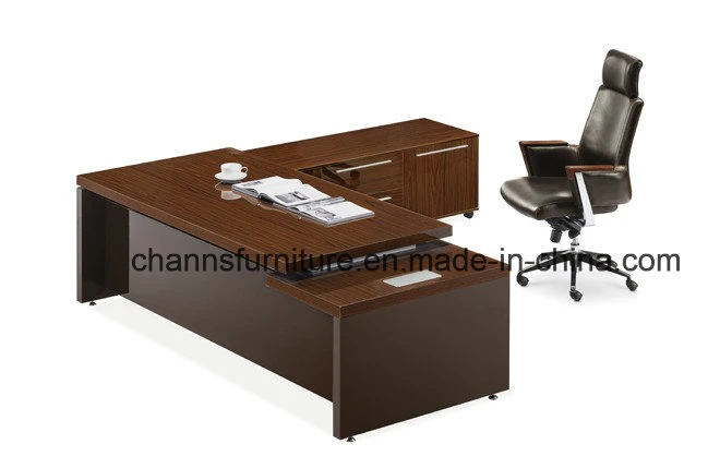 Classical Furniture L Shape Wooden Office Table with Credenza (CAS-MD18A13)