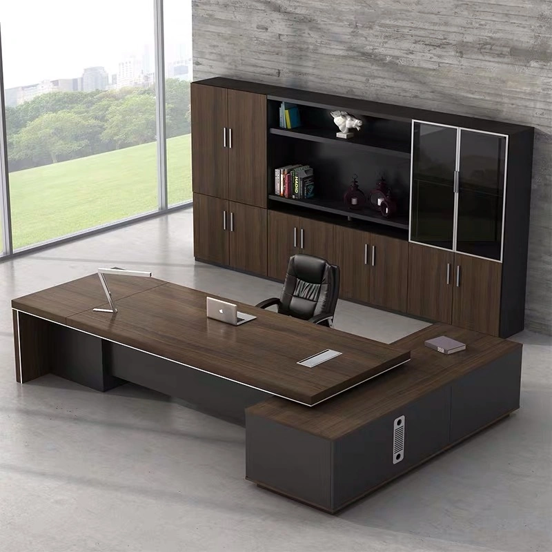 Newest Design Modular L Shaped Black Office Desk Boss Manager Executive Office Desk for Office