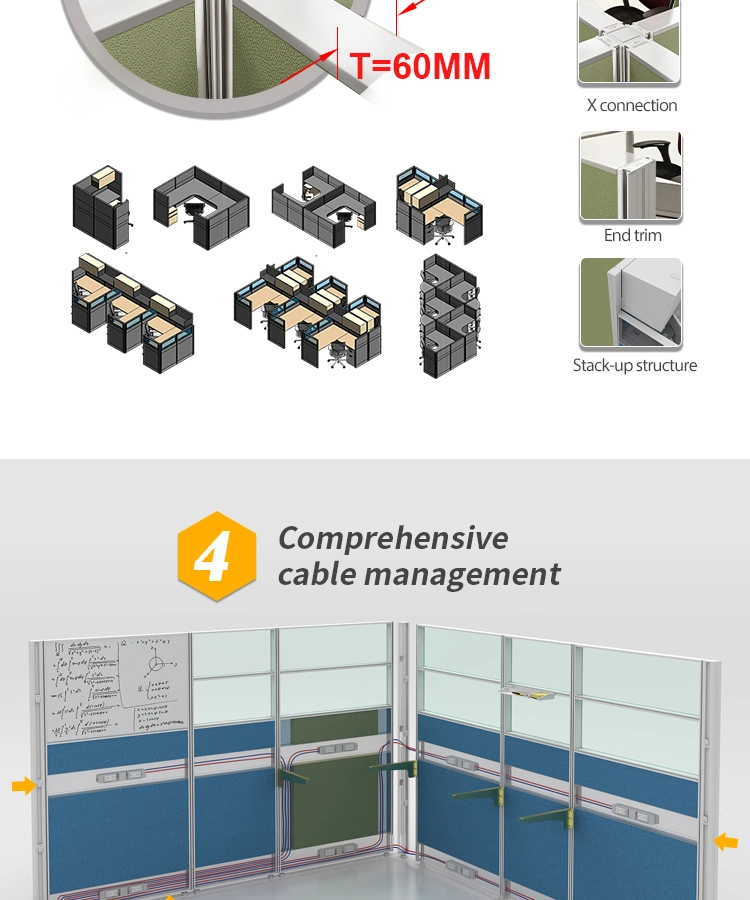 High Quality Aluminum Partition Selling European-Style Modern Design Office Space Office Cubicle Workstation