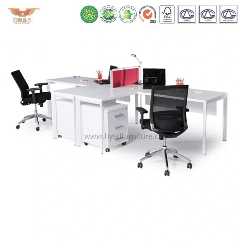Morden White Office Workstation Desk with L Shape Return