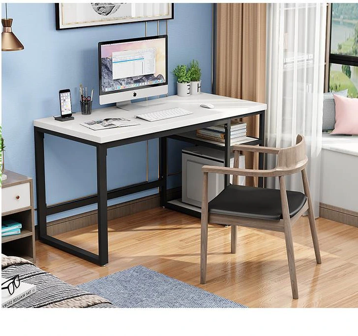 Simple Wooden Size Staff Office Desk Metal Legs Modern Computer Desk Standing Table