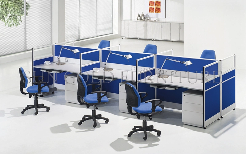 Straight Blue 6 Persons Office Workstation Table Cubicle Call Center (SZ-WS001)
