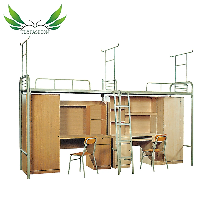 School Student Double Bed Dormitory Furniture with Desks
