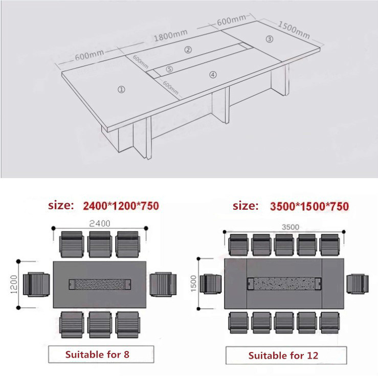 Scratch Proof Wooden Staff Training Office Conference Room Meeting Table
