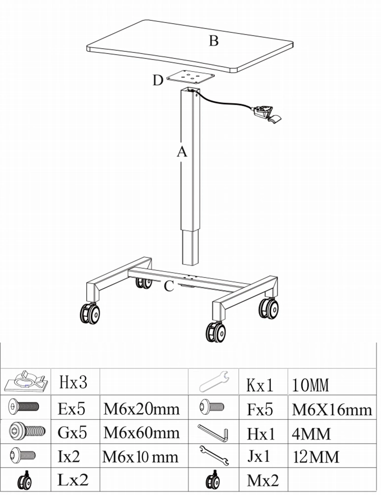 Sit-Stand Mobile Laptop Standing Desk Gas Spring Riser Height Adjustable Desk