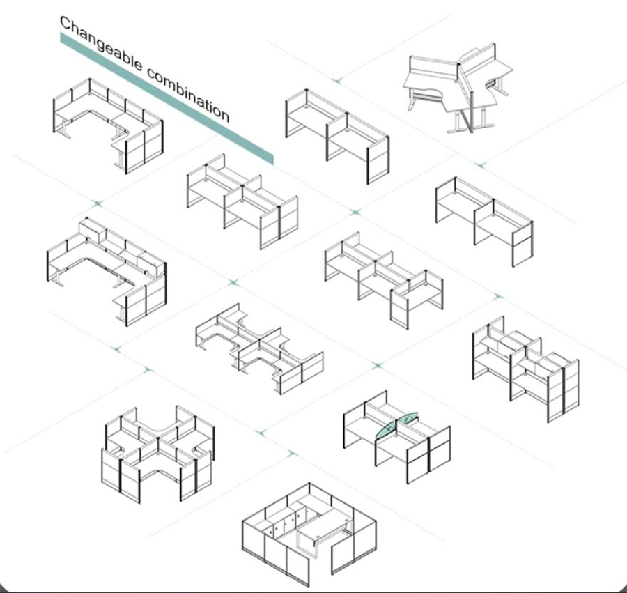 Center Workstation/Office Workstation/Office Cubicle Workstation Modern Office Partition