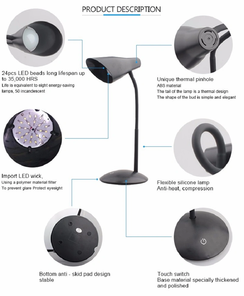 LED Desk Lamp for Study Desk LED Desk Lamp with USB Charging Port