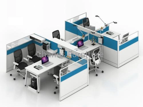 Modern Blue Wooden Group Computer Desk Office Cubicle for 6 Persons (CAS-W31485)