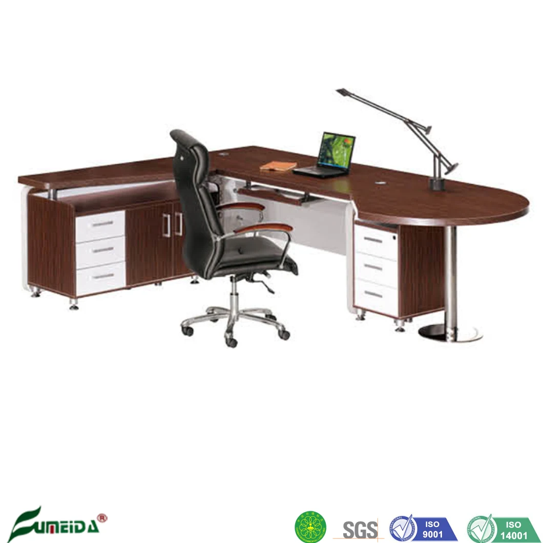 Office Luxury Wood Big Chief Executive Desk with Extention Round Table