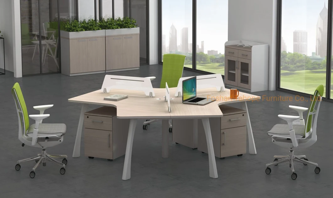 Elegant Stable Office Wooden Partition 3 Seats Cubicle Staff Workstation Desk