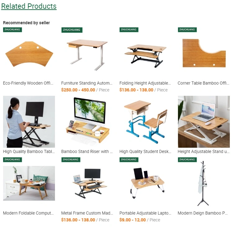 Standing Office Desk Motorized Adjustable Height Table Legs Bamboo Desk