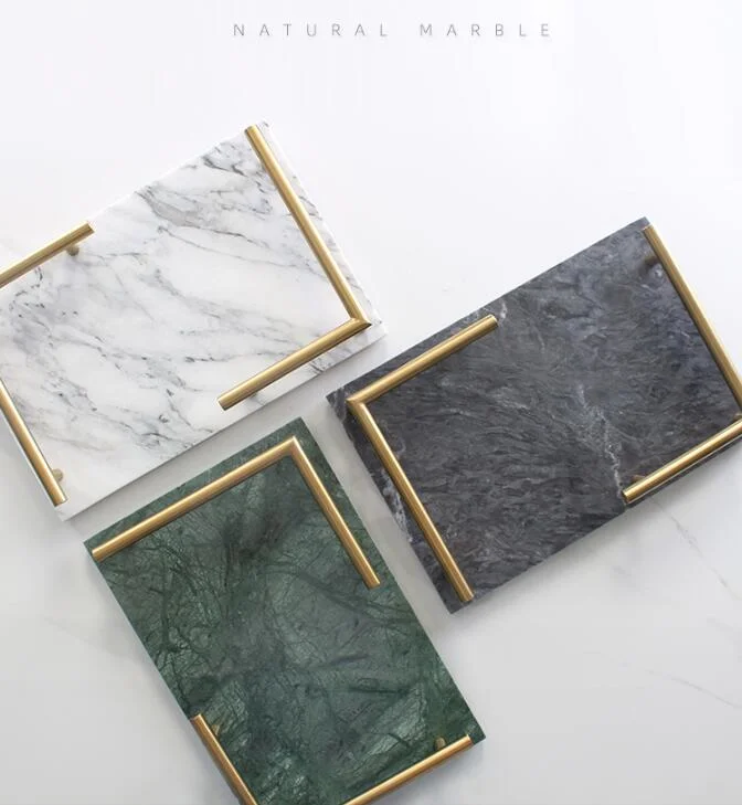 Factory Customized Rectangle Marble Acrylic Tray for Bathroom Coffee Table Office Home Organizer Decor