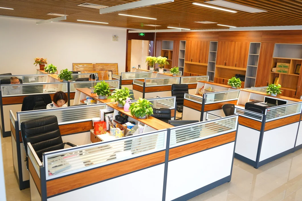 Cubicle Curved Work Station Desk 4 Person Wooden Office Furniture Workstation