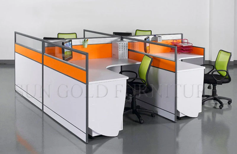 Modern L Shape 4 Person Office Cubicle Workstation Table Desk Partition Office Cubicle