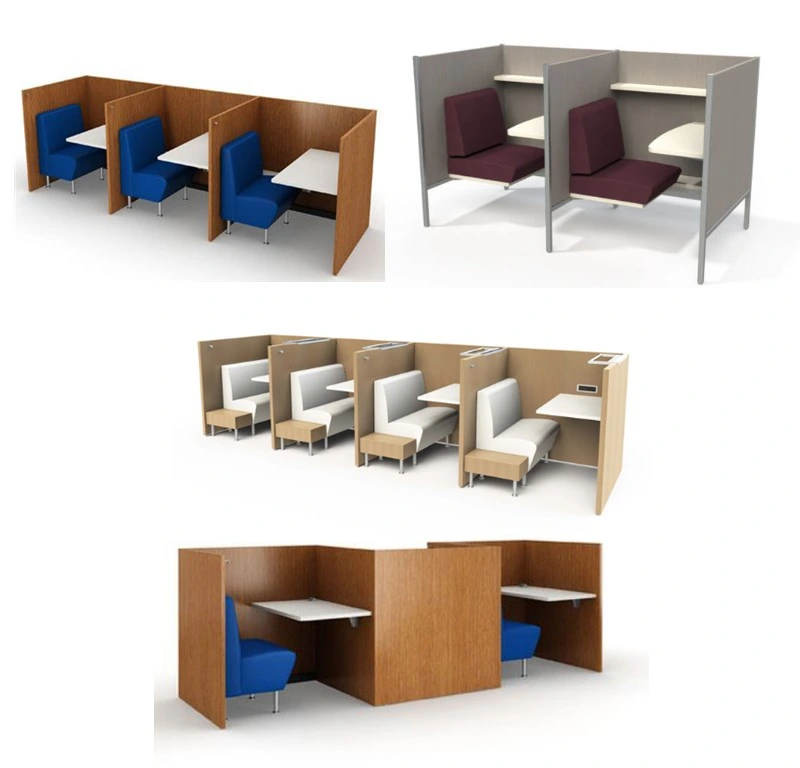Modern Wooden 3 Seats Office Library Coffee Furniture Computer Table Workstation Sofa Desk Partition