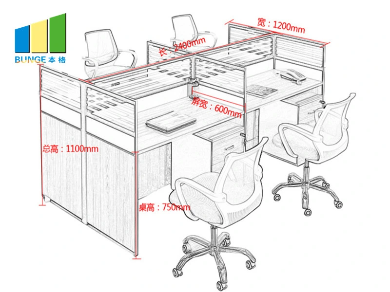 Modular Office Glass Cubicle Partitions Wooden Melamine Used Office Desks