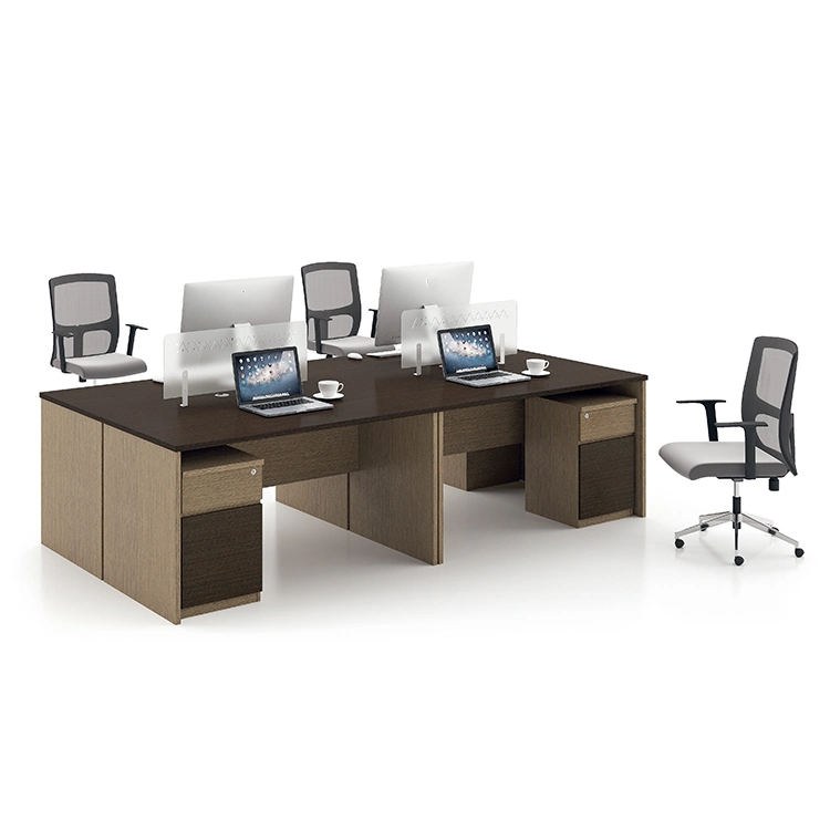 Modern 4 Person Office Computer Workstation Desk Workstation Side Table