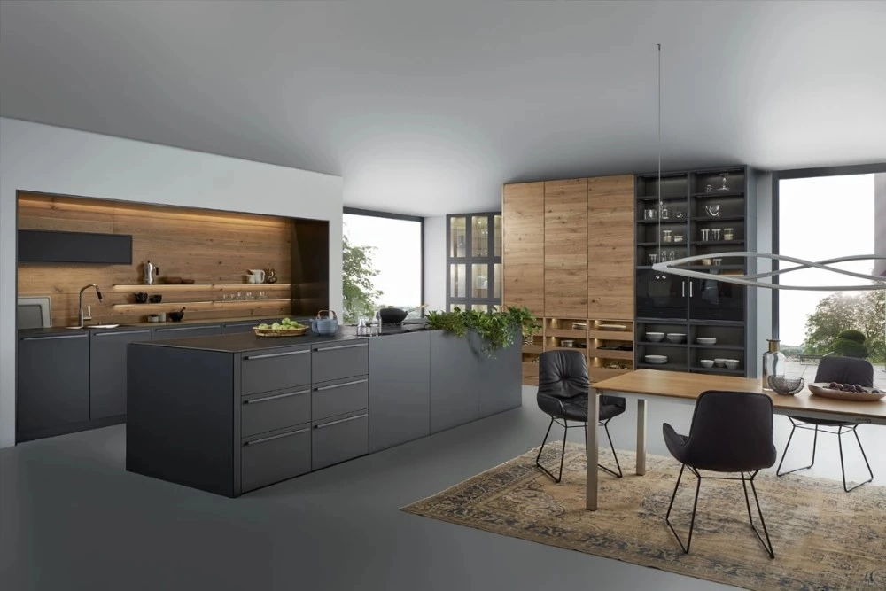 Cheap Melamine Chipboard Kitchen Cabinet with Furniture Island