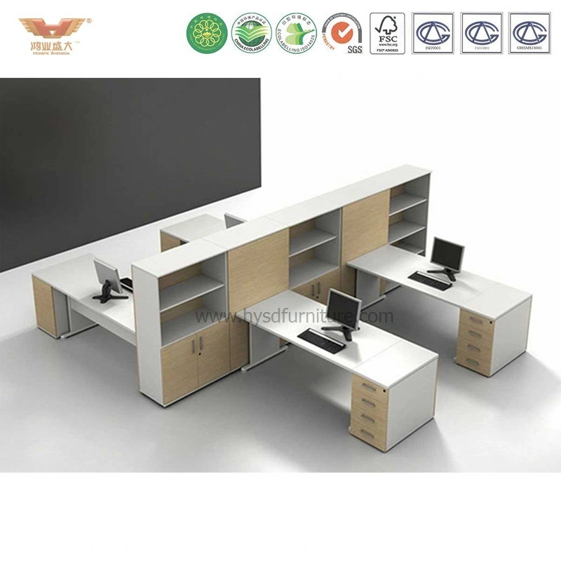 New Style Melamine Office Workstation Desk with High File Cabinet