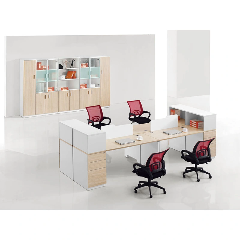 Wholesale Modern Office Furniture Tables MFC/MDF Wooden 4 Person Office Workstation