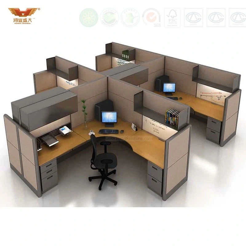 Wooden Office Workstation Design Staff Desk with Partition (HY-239)