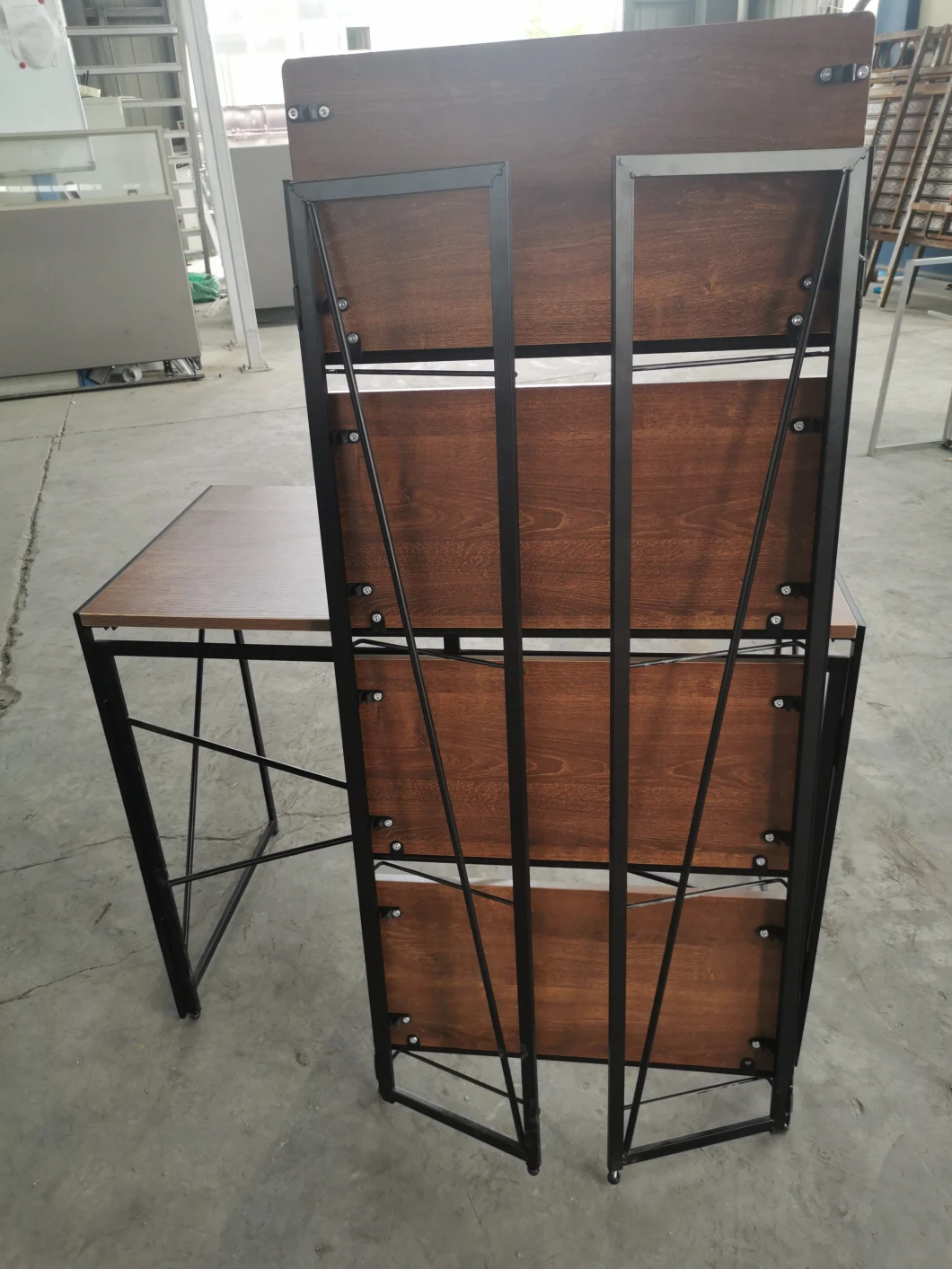 L-Shaped Design Foldable Wooden MFC Bookshelf for Office Home Furniture Use