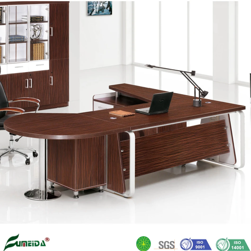 Office Luxury Wood Big Chief Executive Desk with Extention Round Table