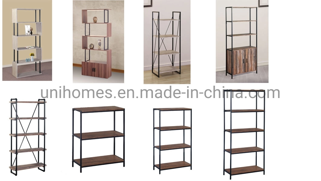 Bookshelf Rack 5 Tier Bookcase Storage Organizer Modern Wood Look Accent Metal Frame Furniture Home Office